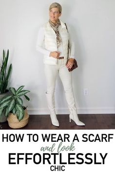 Loving these how to wear a scarf casual outfit ideas. Styling knee high pointed toe boots can be tricky, but this "how to" post makes it look easy. Can't wait to try out these ideas. Scarf Casual Outfit