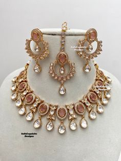 Premium Quality tyani inspired uncut real Kundan  necklace set/ Real uncut Kundan Polki necklace/ Uncut Kundan  Polki/ Bridal sets/Reception/Wedding/bridal jewelry/ Indian jewelry /Kundan Jewelry/pink All items are shipped from Brampton, Ontario, Canada. If you need your item by a certain day, please reach out to us for express delivery option before placing the order so that we can update the shipping for you before you place the order. Standard shipping/delivery timeline Below are the estimate Luxury Pink Kundan Bridal Necklace, Luxury Pink Kundan Necklace, Kundan Polki Necklace, Bridal Jewelry Indian, Brampton Ontario, Jewelry Kundan, Kundan Necklace Set, Kundan Jewelry, Polki Necklace