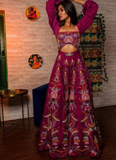 Purple Embroidered Jumpsuit Indo Western Dresses For Women, Purple Jumpsuit, Embroidered Jumpsuit, Trendy Outfits Indian, Chiffon Sleeves, Traditional Indian Dress, Indian Dresses Traditional, Traditional Indian Outfits, Party Wear Indian Dresses