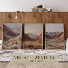 Vintage Western Wall Art Set Cowboy Nursery Western Nursery Rodeo Nursery Horse Country Vintage Nursery Nursery Art - Etsy Western Room Inspo Modern, Western Modern Nursery, Western Style Bedroom Decor, Vintage Western Decor Bohemian, Western Chic House, Funky Western Art, Western Home Interior Design, Vintage Western Wall Art, Retro Cowgirl Aesthetic Room