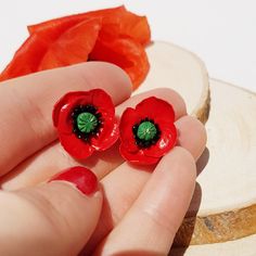 This Poppy Stud Earrings is the cutest, one of a kind jewelry that you have been looking for! If you want to beautiful flower earrings or just searching for the perfect gift for girls, then you have came to the right place! D E T A I L S: * Handmade Red Poppy Flower Earrings * Made from Polymer Clay * Width: 0.8 inches (2 cm) * Earring posts: Stainless steel * Earrings are light and easy to wear * Earrings arrive nicely packed in a eco friendly box You can also add gift wrapping and a gift messa Red Hypoallergenic Flower Earrings For Gift, Hypoallergenic Red Flower Earrings, Red Flower Earrings For Gift, Red Flower Earrings As Gift, Red Poppy Flower, Summer Earrings, Red Poppy, Summer Earring, Steel Earrings