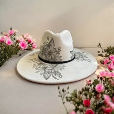 Burned Wide Brim Hat using Pyrography techniques. Each Hat is freehand Burned making it a One of a Kind. Hats made by PIPER come with a Tote/Dust bag and a crafted Macrame Wall Hat Hanger. Pyrography Techniques, Wall Hats, Hat Hanger, Velvet Hat, Wide Brimmed Hats, Brim Hat, Pyrography, Hat Making, Macrame Wall