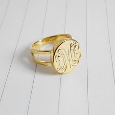 Gold Monogram Ring,Any Initial Ring,Personalized Monogram Ring,3 Initial Monogram Ring,Christmas Gif Senior Rings, Engraved Bar Necklace, Silver Bar Necklace, Monogram Ring, Initial Monogram, Family Jewels, Personalized Ring, Middle Name, Gold Monogram