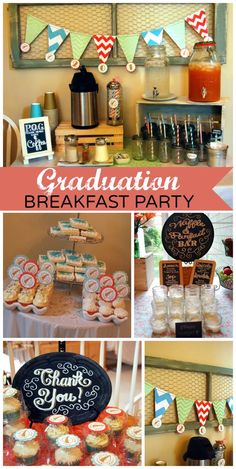 graduation breakfast party with cupcakes and cookies