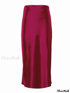 Olivia Mark - Stylish High-Waisted Bodycon Skirt with Purple Satin Draping Effect Purple Satin Skirt, Black Denim Midi Skirt, Satin Pencil Skirt, Velvet Midi Skirt, Chiffon Maxi Skirt, Skirts Midi High Waisted, Floral Print Chiffon, Satin Midi Skirt, Red S