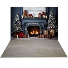 a fireplace decorated for christmas with candles and presents