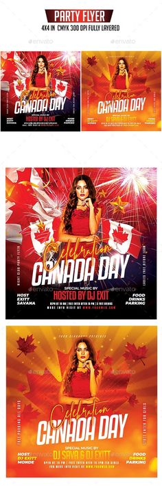 a set of three flyers for canada day