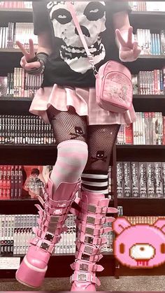 demonias mezzo piano cutecore yamikawaii alt fashion harajuku outfit inspo scemo Yami Kawaii Style, Creepy Kawaii Outfit, Gurokawaii Clothes, Menhera Fashion Outfit, Pink Alt Fashion, Kawaii Punk Outfits, Creepy Cute Clothes, Yami Kawaii Clothes