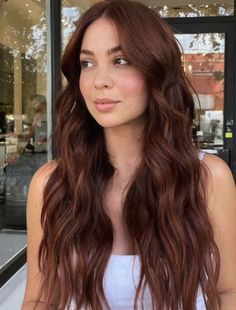 Auburn Brown Hair Fair Skin, A Burn Brown Hair, Redhead To Brunette, Red Tint Brunette Hair, Auburn Hair With Tan Skin, Auburn Hair Color Hazel Eyes, Rust Brown Hair Color, Fall Hair Short Brunette, Auburn Hair Color On Olive Skin