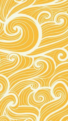 an abstract yellow and white background with swirly waves on it's sides, as well as the bottom half of the image