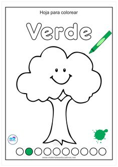 a coloring book with the words verdde written in spanish and an image of a tree