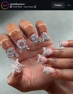 Long Square Acrylic Nails, Bling Acrylic Nails