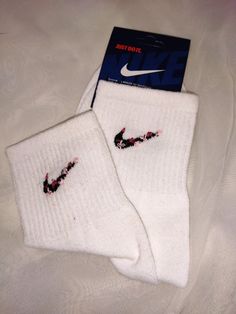 Socks with new ideas for unique look with us 😉 Nike Socks Aesthetic, Embroidered Things, Socks Aesthetic