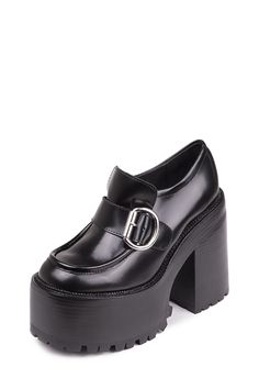 Platform chunky heeled monk-strap loafer. Fits true to size Measurements taken from size 6 5.5" heel, 3" platform Leather upper, leather lining, synthetic sole Lace-up closure