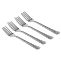 four forks are shown on a white background