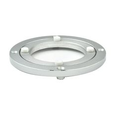 an aluminum ring with two white knobs