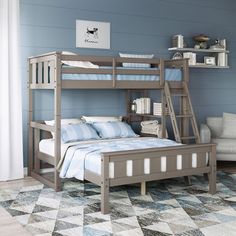 the bunk bed is made up and ready to be used as a child's room