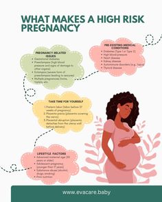 a pregnant woman with the words what makes a high risk baby? and an image of her