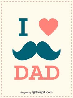 i love dad card with mustache and heart