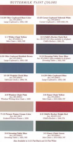 the color chart for different paint colors