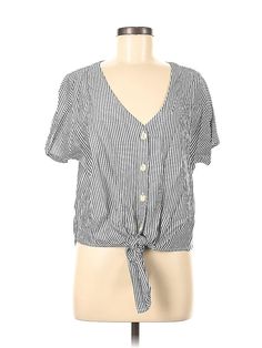 Universal Thread Short Sleeve Blouse Size: Medium Tops - used. 100% RAYON, Stripes | Universal Thread Short Sleeve Blouse: Gray Stripes Tops - Size Medium Shirt Blouses Nordstrom, Neutral Wedding Guest Dresses, Gray Stripes, Petite Tops, Grey Top, Grey Shorts, Universal Thread, Sweater Coats, Short Sleeve Blouse