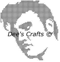 a black and white photo of a man's face with the words de's crafts on it