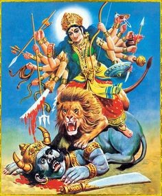 the cover to tales of durgoa, with an image of a lion attacking a demon