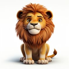 a cartoon lion sitting down and looking at the camera