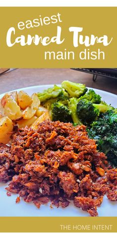 an image of a plate of food with broccoli and potatoes on the side