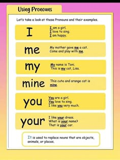 a phone screen with the words using pronouns and i'm my mine you