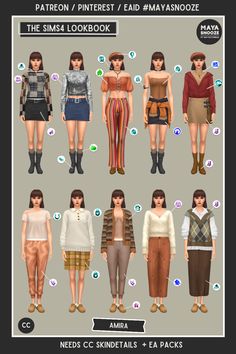 the simsa lookbook is full of different outfits