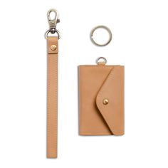 Leather Card Holder With Interior Key Chain, Everyday Rectangular Card Holder With Key Leash, Leather Wallet With Key Leash For Daily Use, Leather Wallets With Key Leash For Daily Use, Wrist Lanyard, Womens Wallet, Your Cards, Wallets For Women Leather, Brass Hardware