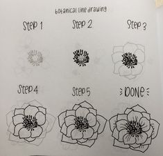 the steps to drawing flowers are shown in black and white