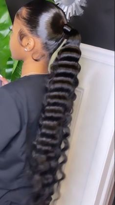 Crimped Slick Ponytail, Crimped Hair Ponytail, Crimp Ponytail Weave, Crimped Ponytail Hairstyles, Crimped Ponytail Black Women, Crimp Ponytail, Crimped Ponytail, 3 Part Ponytail, Weave Ponytail Hairstyles