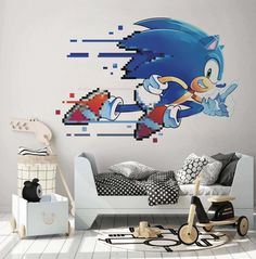 the sonic wall decal is an awesome addition to any child's bedroom