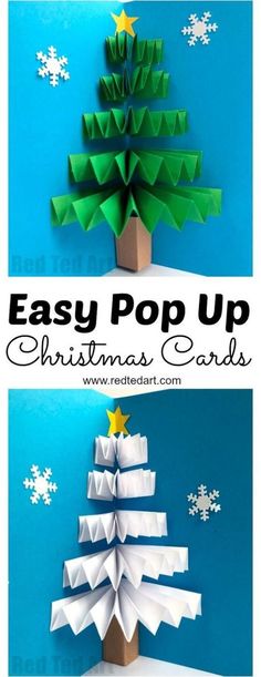 easy pop up christmas cards for kids to make with paper and construction paper, then fold them into a tree