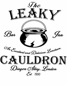 the leaky bar and delicious kitchen cauldron, dragon ny london logo design