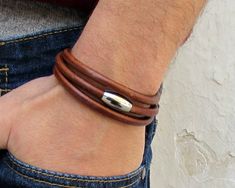 AVAILABLE FEDEX EXPRESS SHIPPING UPGRADE 2-4 WORKING DAYS                                                                                                     Silver Mens Leather Bracelet Cuff, Wrap Stainless Steel Mens cord Bracelet Boyfriend Gift, Husband Gift MATERIALS Stainless Steel Leather cord 5mm Magnetic clasp This bracelet can be wrapped three times DIMENSIONS OF CLASP Length 1,7 cm -about 3/4 inch Width     1 cm  - 3/8 inch LEATHER CORD COLORS Natural Black Red Brown Brown You can choo Mens Cords, Bracelet Boyfriend, Gift Husband, Mens Leather Bracelet, Cord Bracelet, Leather Cuffs Bracelet, Bracelet Cuff, Fedex Express, Cord Bracelets