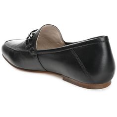 Smart and seasonless the Giia by Journee Signature. This slip-on loafer is accented with a horse-bit detail for a fresh look. Premium genuine leather material adds a luscious look and a 4 mm Tru Comfort Foam� footbed keeps you on your feet in comfort. Slip On Flats, Horse Bits, Fresh Look, Black 7, Black Flats, Leather Material, You Bag, Flat Shoes Women, Shoes Flats