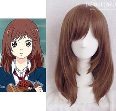 Brown Hair Anime Cosplay, Anime Haircut Women Long Hair, Shoujo Haircut, Anime Haircut Women, Shoujo Hair, Anime Bangs Haircuts, Straight Hair Anime, Anime Haircuts Women