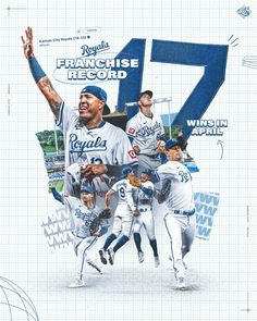 the baseball players are celebrating their victory in this poster from sports illustrated by graphic artist person