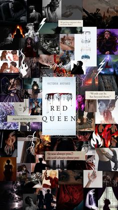 a collage of photos with the words red queen