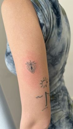 a woman's arm with a tattoo on it and the number 1 in front of her