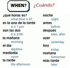 the words are in spanish and english