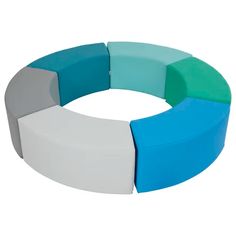 an image of a circular bench made out of colored blocks