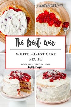 WHITE FOREST CAKE RECIPE White Forest Cake Recipe, White Forest Cake, Chocolate Whipped Cream Frosting, Desserts With Few Ingredients, White Chocolate Shavings, Healthy Dessert Recipes Easy, Chocolate Whipped Cream, Oatmeal Cookies Chewy, White Forest