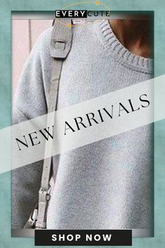 Gray Long Sleeve Cotton-blend Crew Neck Sweater Chic Solid Color Crew Neck Outerwear, Cozy Plain Sweater For Fall, Trendy Gray Spring Sweater, Fall Crew Neck Workwear Outerwear, Fall Crew Neck Outerwear For Work, Spring Crew Neck Outerwear For Everyday, Fall Workwear Crew Neck Outerwear, Gray Solid Color Sweater For Spring, Spring Solid Gray Sweater