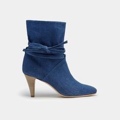 Sclarandis Sonia Boot Blue Denim Stacked Heel, Heel Height, Ankle Boot, Ankle Boots, Slip On, Cushions, Italy, Heels, Boots