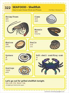 an image of seafood and shellfish info sheet