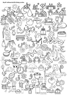 a large collection of doodles with different things in them